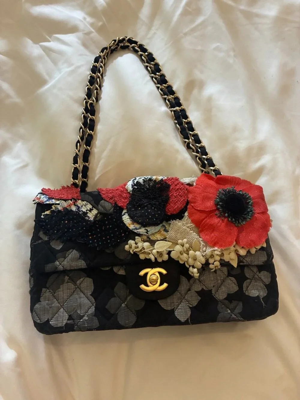 Chanel 2010 Farm Runway Medium Classic Flap Black Silk